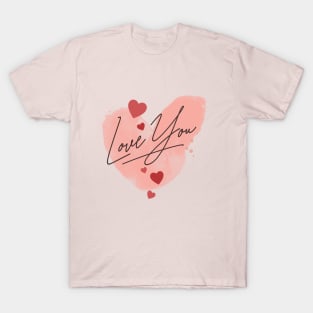 Love You Watercolor Heart T-Shirt